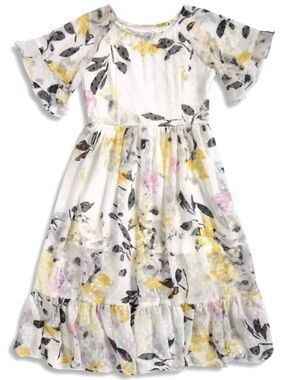 NWT Pastourelle by Pippa & Julie Girl’s Ruffled Floral Dress Size 7 Off White